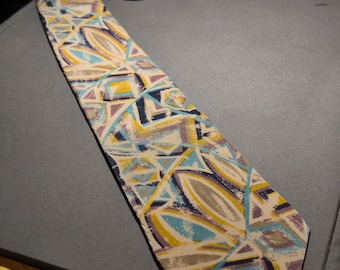 Cravate Missoni vintage à motif floral géométrique, 100 % soie, fabriquée en Italie
