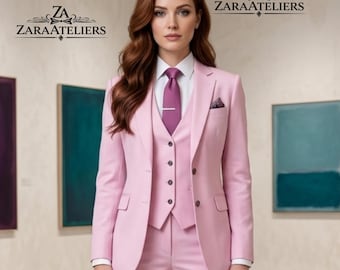 Pastelroze driedelig damespak slim-fit – op maat gemaakte bruiloftblazer Bruidegoms Formele kostuums
