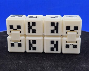 Pixel Skeleton Infinity Cube – Gray & White PLA Fidget Toy