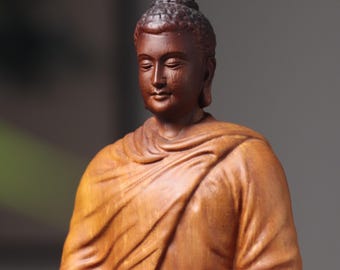 Meditating Shakyamuni Buddha Statue, Hand-Carved from Afzelia Wood, Spiritual Sanctuary Figurine