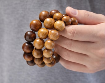 Pulsera Japa Mala de madera de ciprés perfumada, pulsera de meditación hecha a mano / Cuentas de oración budistas de varios tamaños