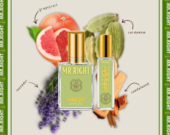 Mr. Right Men's Perfume Oil & Perfume Spray | Warm Woody Cologne | Tarragon Cedar Nutmeg Amber Scent | Phthalate-Free | Gifts For Him