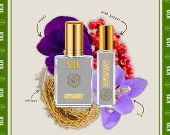 Silk Unisex Perfume Oil & Perfume Spray | Floral Leather Fragrance | Violet Iris Jasmine Suede Musk Scent | Phthalate-Free | Unisex Gifts