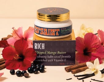 RICH Whipped Fragrance Body Butter | Scented Mango Body Butter | Borage Oil | Hibiscus Rose Vanilla Leather | Unisex Scents | Moisturizer