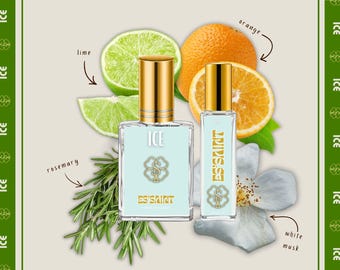 Ice Men's Fragrance Oil & Perfume Spray | Fresh Floral Aquatic Cologne | Lime Rosemary Peach Cedar Scent | Phthalate-Free | Gifts For Him