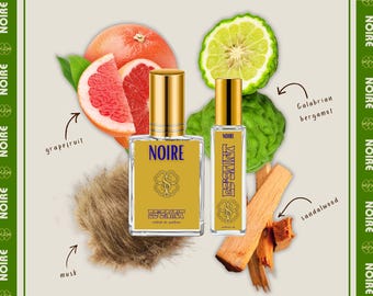 Noire Men's Perfume Oil & Perfume Spray | Clean Citrus Woody Cologne | Bergamot Sandalwood Musk Scent | Phthalate-Free | Gifts For Him