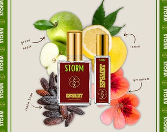 Storm Men's Perfume Oil & Perfume Spray | Fresh Aromatic Cologne | Orange Blossom Geranium Sage Wood Scent | Phthalate-Free | Gifts For Him