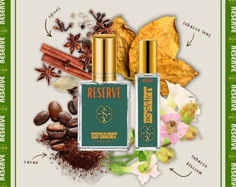 RESERVE Unisex Perfume Oil & Perfume Spray | Refined Warm Fragrance | Tobacco Spices Cacao Wood Scent | Phthalate-Free | Unisex Gifts