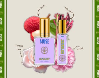 Muse Women's Perfume Oil & Perfume Spray | Powdery Floral Fragrance | Rhubarb Peony Gardenia Musk Scent | Phthalate-Free | Gifts For Her