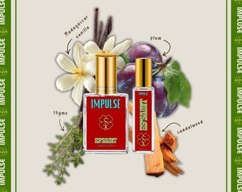 IMPULSE Unisex Perfume Oil & Perfume Spray | Bold Warm Vanilla Fragrance | Plum Thyme Woody Scent | Phthalate-Free | Unisex Gifts | Inspired