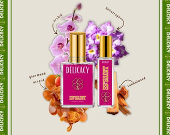 Delicacy Women's Perfume Oil & Perfume Spray | Gourmand Fragrance | Orchid Tangerine Sandalwood Musk Scent | Phthalate-Free | Gifts For Her