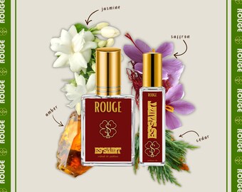 Rouge Unisex Perfume Oil & Perfume Spray | Woody Warm Fragrance | Saffron Jasmine Amber Cedar Scent | Phthalate-Free | Unisex Gift Sets