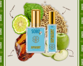 SOHO Unisex Perfume Oil & Perfume Spray | Fresh Amber Fragrance | Coriander Apple Tonka Vanilla Scent | Phthalate-Free | Unisex Gifts