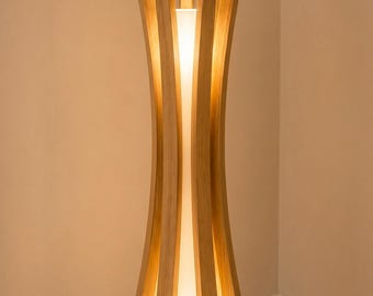 Wood Slat Floor Lamp, Japandi Wooden Floor Light, Scandinavian Standing Lamp, Boho Corner Lighting, Organic Modern Home Decor