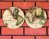 Wall clock - Vintage World map Clock - Photo clock - Poster - Personalized Wall Clock