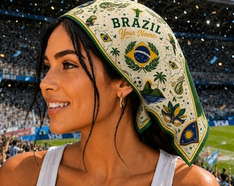 Personalized Brazil Scarf, Personalization Haiti Bandana, Beautiful Soft Haitian Flag Pattern Scarf, Perfect for Headwear,Soccer Vacation