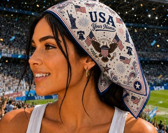 Personalized USA Scarf, Personalization Haiti Bandana, Beautiful Soft Haitian Flag Pattern Scarf, Perfect for Headwear,Soccer Vacation