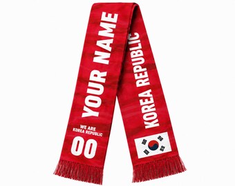 Personalized Korea Republic Soccer Fan Scarf, Personalized American Flag Supporter Sash, Patriotic Game Day Stole, Soccer Fan Gift