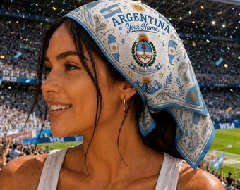 Personalized Argentina Scarf, Personalization Haiti Bandana, Beautiful Soft Haitian Flag Pattern Scarf, Perfect for Headwear,Soccer Vacation