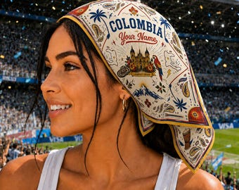 Personalized Colombia Scarf, Personalization Haiti Bandana, Beautiful Soft Haitian Flag Pattern Scarf, Perfect for Headwear, Soccer Vacation