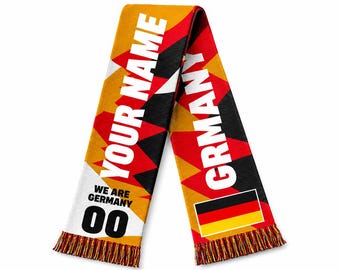 Personalized Germany Soccer Fan Scarf, Personalized American Flag Supporter Sash, Patriotic Game Day Stole, Soccer Fan Gift For Men Women