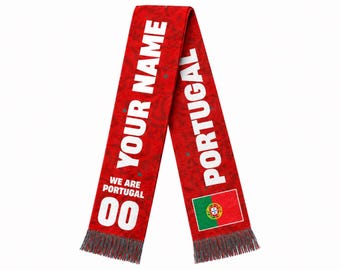 Personalized Portugal Soccer Fan Scarf, Personalized American Flag Supporter Sash, Patriotic Game Day Stole, Soccer Fan Gift For Men Women