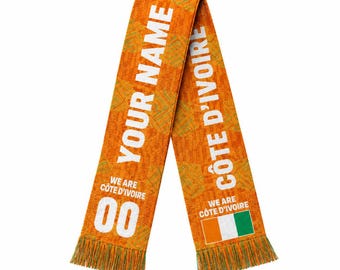Personalized Cote d'Ivoire Soccer Fan Scarf, Personalized American Flag Supporter Sash, Patriotic Game Day Stole, Soccer Fan Gift