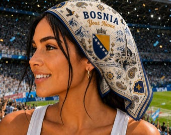 Personalized Bosnia Scarf, Personalization Haiti Bandana, Beautiful Soft Haitian Flag Pattern Scarf, Perfect for Headwear, Soccer Vacation