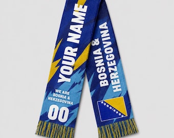 Personalized Bosnia & Herzegovina Soccer Fan Scarf, Personalized American Flag Supporter Sash, Patriotic Game Day Stole, Soccer Fan