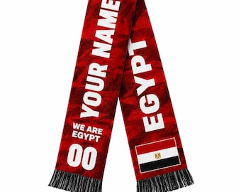 Personalized Egypt Soccer Fan Scarf, Personalized American Flag Supporter Sash, Patriotic Game Day Stole, Soccer Fan Gift For Men Women