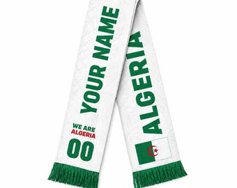 Custom Algeria Soccer Fan Scarf, Personalized American Flag Supporter Sash, Patriotic Game Day Stole, Soccer Fan Gift For Men Women