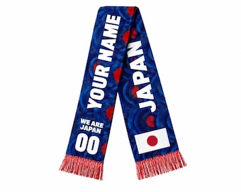 Personalized Japan Soccer Fan Scarf, Personalized American Flag Supporter Sash, Patriotic Game Day Stole, Soccer Fan Gift For Men Women