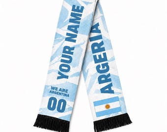 Personalized Argentina Soccer Fan Scarf, Personalized American Flag Supporter Sash, Patriotic Game Day Stole, Soccer Fan Gift For Men Women