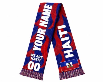 Personalized Haiti Soccer Fan Scarf, Personalized American Flag Supporter Sash, Patriotic Game Day Stole, Soccer Fan Gift For Men Women