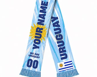 Personalized Uruguay Soccer Fan Scarf, Personalized American Flag Supporter Sash, Patriotic Game Day Stole, Soccer Fan Gift For Men Women