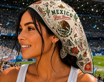 Personalized Mexico Scarf, Personalization Haiti Bandana, Beautiful Soft Haitian Flag Pattern Scarf, Perfect for Headwear,Soccer Vacation