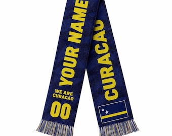 Personalized Curacao Soccer Fan Scarf, Personalized American Flag Supporter Sash, Patriotic Game Day Stole, Soccer Fan Gift