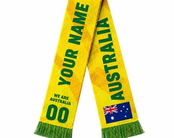 Personalized Australia Soccer Fan Scarf, Personalized American Flag Supporter Sash, Patriotic Game Day Stole, Soccer Fan Gift For Men Women