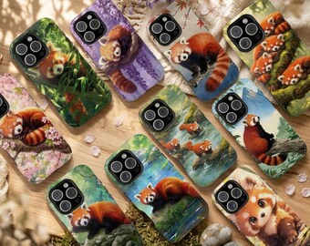 Red Panda Tough Phone Case for iPhone Samsung, Cute Forest Wildlife Protective Cover, Kawaii Nature Animal Gift