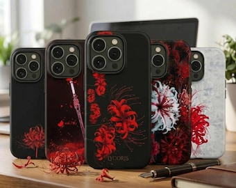 Funda para teléfono con diseño de lirio araña roja estilo anime, funda protectora con arte manga japonés (iPhone/Samsung)