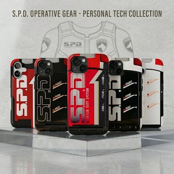 Retro SPD Power Rangers Tough Phone Case, 90s Superhero Protective Cover (iPhone/Samsung)