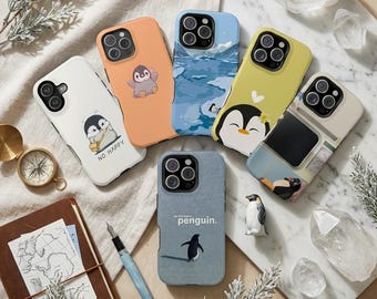 Funda para teléfono con diseño de pingüino adorable, funda Kawaii con diseño de pingüino compatible con iPhone 17 16 15 14 13 Pro Max, Samsung S25 S24 S23 Ultra
