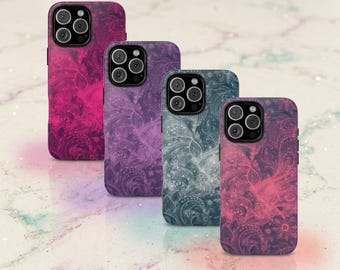 Funda resistente para teléfono Y2K Paisley para iPhone y Samsung, funda protectora floral estilo boho vintage.