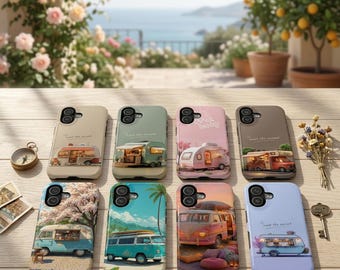 Vintage Camper Van Tough Phone Case, Retro Travel Adventure Cover For iPhone Samsung Galaxy