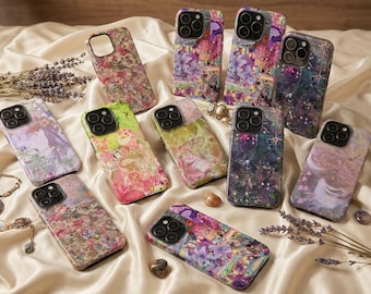 Funda resistente para teléfono con diseño de collage bohemio de ensueño, funda retro con estampado floral de mariposas para iPhone y Samsung Galaxy