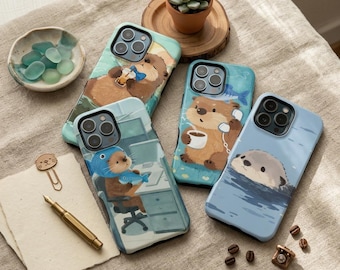 Funda para teléfono Kawaii Otter, lindo diseño de nutria marina, compatible con iPhone 17 16 15 14 13 Pro Max, Samsung S25 S24 S23 Ultra