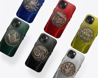 Funda resistente para teléfono de Mighty Morphin Power Rangers, funda protectora retro de superhéroes para iPhone y Samsung.