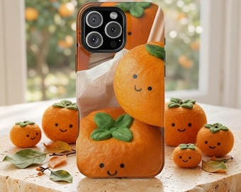 Funda para teléfono de color naranja, funda Kawaii con diseño de cítricos compatible con MagSafe para iPhone 17 16 15 14 13 Pro Max, Samsung S25 S24 S23 Ultra
