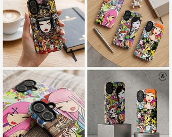 Kawaii Anime Doodle Girl Phone Case, Japanese Cartoon Cover For iPhone Samsung