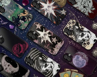Whimsigoth Celestial Clown Tough Phone Case, Dark Academia Y2K Cover For iPhone Samsung Galaxy